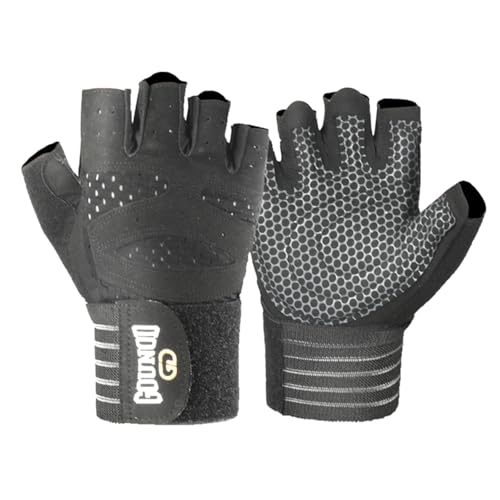 Fitness Handschuhe Herren Damen, Fitness Handschuhe, Handgelenk Handschuhe für Krafttraining, Krafttraining, Radfahren(Schwarz) (L) von DXSM