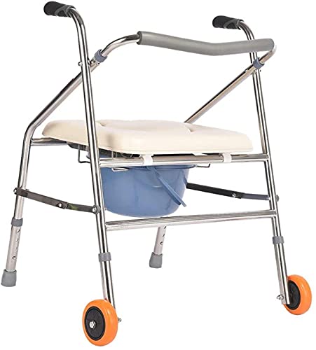 Rollator Walker Klappbarer Multifunktionsstuhl für ältere Menschen / Behinderte Personen, Toilettensitz, Badesessel, Gehhilfe, höhenverstellbar, mit Rädern, Edelstahl, Freundschaft und Tugend von DYAKDHQ