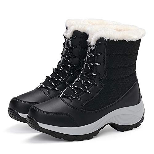Damen Schneeschuhe Winter wasserdicht Pelz gefüttert frostig warm Anti-Rutsch-Stiefel,Schwarz,38 Damen Schneeschuhe Winter wasserdicht Pelz gefüttert frostig warm Anti-Rutsch-Stiefel,Schwarz,38 von DYHQQ