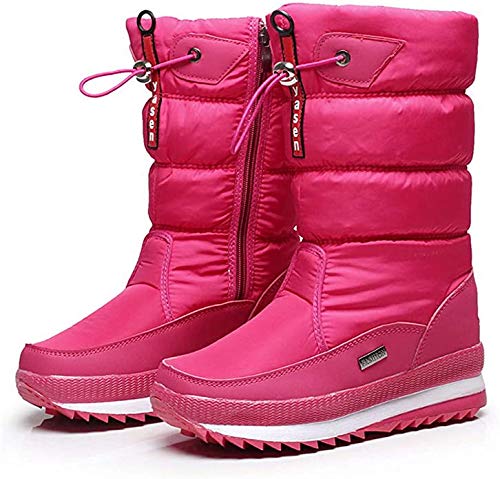 Damen Schneeschuhe Winter wasserdichtes Fell gefüttert frostig warme Schneeschuhe,Rosa,40 von DYHQQ