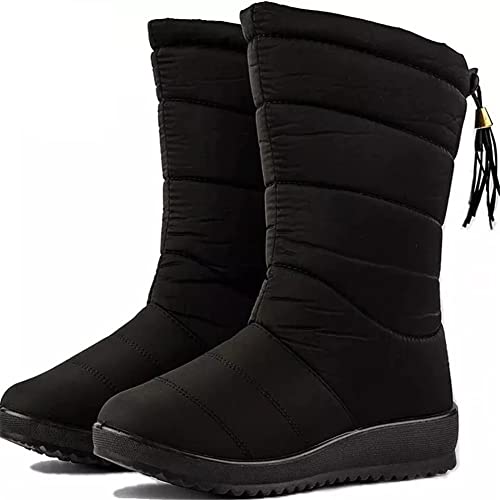 Damen Schneestiefel Mittelhohe Winterstiefel für kaltes Wetter Wasserdichtes Fell Gefüttert Frostig Warm rutschfeste Outdoor-Wanderschuhe,A,39 Damen Schneestiefel Mittelhohe Winterstiefel für kaltes Wetter Wasserdichtes Fell Gefüttert Frostig Warm rutschfeste Outdoor-Wanderschuhe,A,39 von DYHQQ