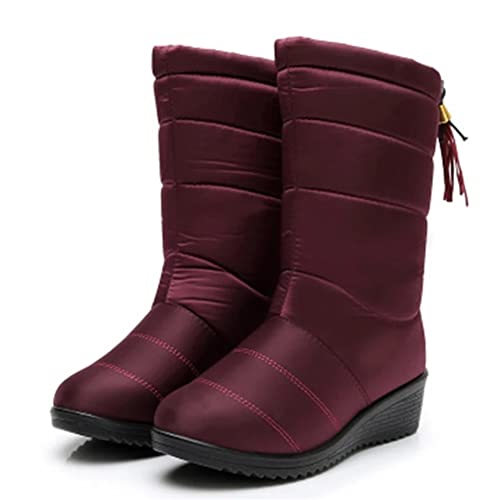 Damen Schneestiefel Mittelhohe Winterstiefel für kaltes Wetter Wasserdichtes Fell Gefüttert Frostig Warm rutschfeste Outdoor-Wanderschuhe,B,38 Damen Schneestiefel Mittelhohe Winterstiefel für kaltes Wetter Wasserdichtes Fell Gefüttert Frostig Warm rutschfeste Outdoor-Wanderschuhe,B,38 von DYHQQ