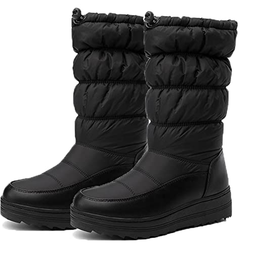 Damen-Schneestiefel mit Reißverschluss wasserdichte, isolierte Allwetter-Winterstiefel für Komfort – halten die Füße warm und trocken,Schwarz,41 von DYHQQ