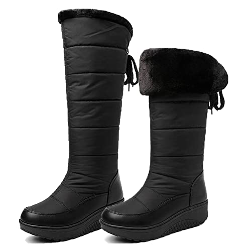 Damen Winterstiefel gefüttert wasserdichte Winterschuhe Schneeschuhe Outdoor-Trekking-Schuhe mit Zip-Verschluss.,A,42 von DYHQQ