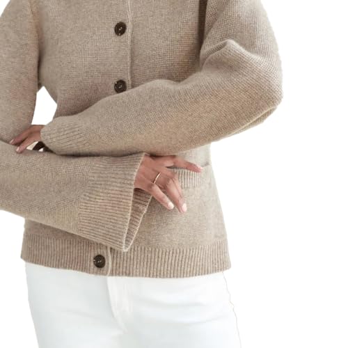 DYJAGYO Superweiche Strickjacke mit Knöpfen,Superweiche Strickjacke mit Knöpfen,Schmaler Pullover mit festen Farben,Strickjacke mit weiten Ärmeln und Schößchen mit Rundhalsausschnitt (Taupe,2X-Large) DYJAGYO Superweiche Strickjacke mit Knöpfen,Superweiche Strickjacke mit Knöpfen,Schmaler Pullover mit festen Farben,Strickjacke mit weiten Ärmeln und Schößchen mit Rundhalsausschnitt (Taupe,2X-Large) von DYJAGYO