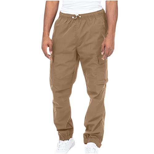 DYhxuan Cargohose Herren Lang Einfarbig Baumwolle Arbeitshosen Baggy Chino Hosen Mit 6 Taschen Outdoor Wanderhose Trekkinghose Freizeithose Sporthose Gerade Hose mit Weitem Bein S-5XL (Plüsch/Nr) von DYhxuan