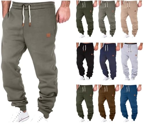 DYhxuan Herren Hose Chino Cargo Hose Jogginghose Herren Baumwolle Sporthose Casual Freizeithose Elastische Taille mit Kordelzug Sweatpants Herren mit Taschen Black Friday Angebote 2023 AB Wann von DYhxuan