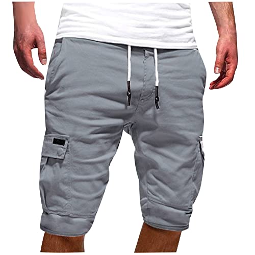 DYhxuan Kurze Hosen Herren Einfarbige Baumwolle Cargo Shorts Sommer Jogginghose Cargohose mit 6 Tasche Elastischer Bund Freizeitshorts Lässig Locker Sommerhose Laufshorts für Männer S-5XL von DYhxuan