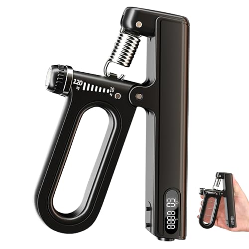 Handtrainer Unterarmtrainer mit Rutschfester Verstellbarer Griff 10-120 kg und Elektronische Echtzeit Zählgreifer,Griffkrafttrainer Hand Unterarm Trainingsgerät für Sportler und Handerholung (Schwarz) Handtrainer Unterarmtrainer mit Rutschfester Verstellbarer Griff 10-120 kg und Elektronische Echtzeit Zählgreifer,Griffkrafttrainer Hand Unterarm Trainingsgerät für Sportler und Handerholung (Schwarz) von DZAY