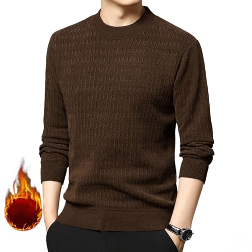 DZMRNHYO Warmes, gemütliches, gefüttertes Rundhalsoberteil für Herren, Warmer, winterlicher Pullover mit Sherpa-Futter, modisches, warmes Rundhals-Sweatshirt (Brown,4XL) von DZMRNHYO