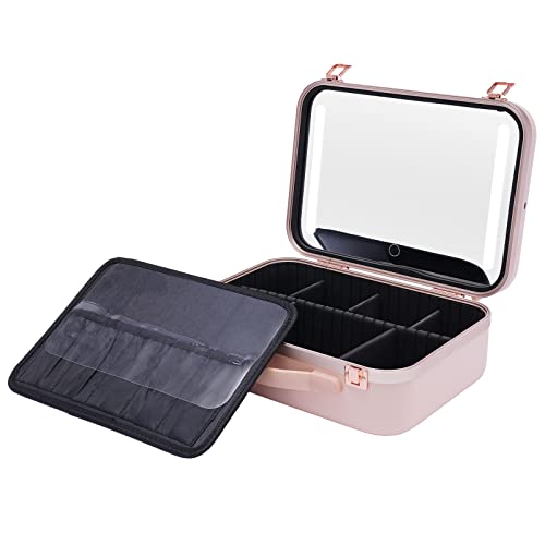 Schminkkoffer Make-Up Organizer Kosmetik Koffer Mit Led Lichtern Spiegel Make-Up-Organizer Kosmetikbox Aufbewahrung Kosmetikkoffer & &Spiegel Tragbar Durchdachtes Design (Rosa) von DaiJiubu