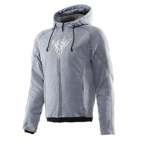 Dainese - Bovisa Safety Hoodie Full Zip, Kapuzensweatshirt Mit Reißverschluss, Innenfutter Aus Fleece, Mann, Grau-Melange/Schwarz, 48 Dainese - Bovisa Safety Hoodie Full Zip, Kapuzensweatshirt Mit Reißverschluss, Innenfutter Aus Fleece, Mann, Grau-Melange/Schwarz, 48 von Dainese