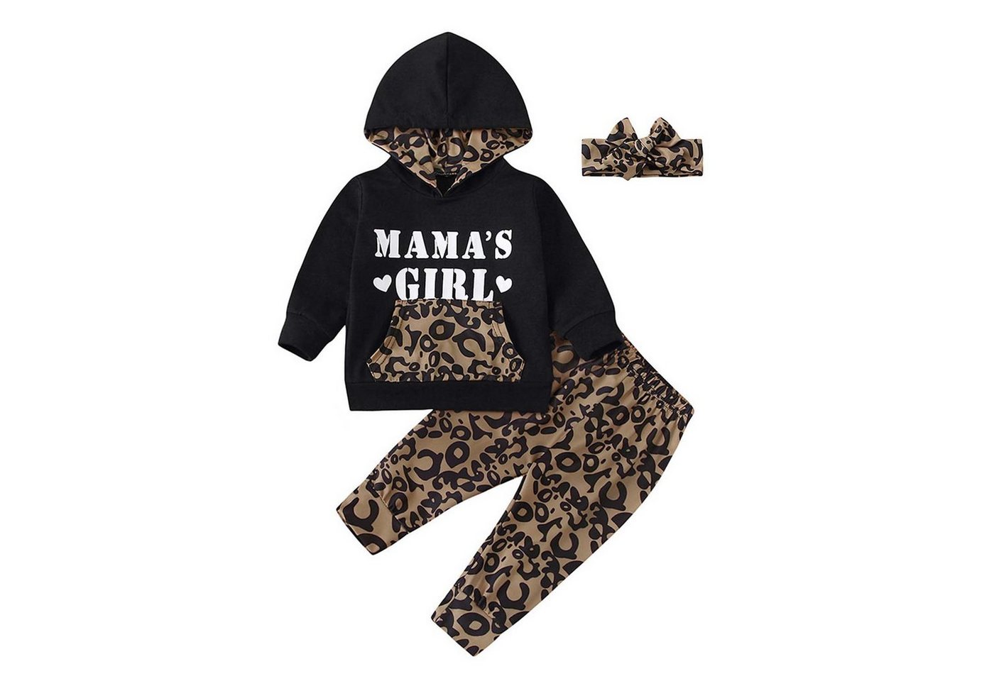 Daisred Shirt, Leggings & Haarband Baby Mädchen Trainingsanzug Kleidung Langarm Leopard Sets von Daisred