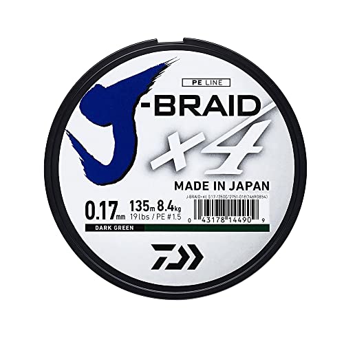 Daiwa Erwachsene J-Braid X4E Schnur, Dunkelgrün, 0,29 mm Daiwa Erwachsene J-Braid X4E Schnur, Dunkelgrün, 0,29 mm von Daiwa