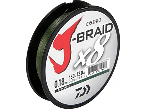 Daiwa 2 STK J-Braid 8 Braid 0.13mm, 8,0kg/18lbs, 150m dunkelgrün (Doppelpack) Daiwa 2 STK J-Braid 8 Braid 0.13mm, 8,0kg/18lbs, 150m dunkelgrün (Doppelpack) von Daiwa