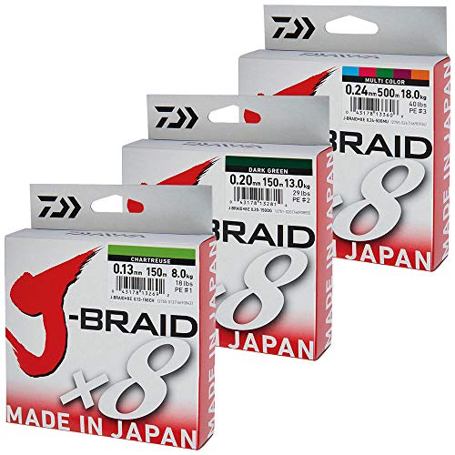 Daiwa 2 STK J-Braid 8 Braid 0.16mm, 9,0kg/20,0lbs, 150m Chartreuse (Doppelpack) Daiwa 2 STK J-Braid 8 Braid 0.16mm, 9,0kg/20,0lbs, 150m Chartreuse (Doppelpack) von Daiwa