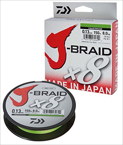 Daiwa J-Braid 8 Braid 0.35mm, 36,0kg/39,0lbs, 300m Chartreuse, rund geflochtene Angelschnur Daiwa J-Braid 8 Braid 0.35mm, 36,0kg/39,0lbs, 300m Chartreuse, rund geflochtene Angelschnur von Daiwa