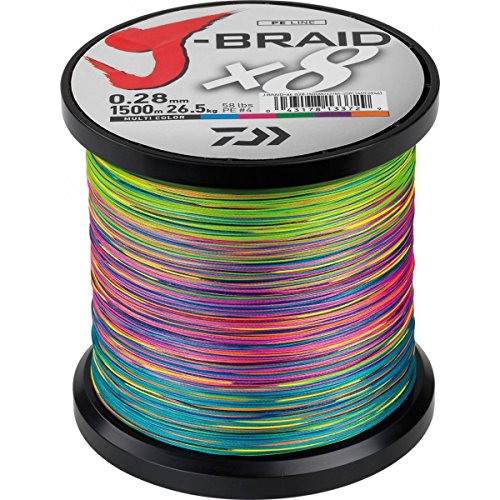 Daiwa J-Braid X8 0.06mm, 4kg/9,0lbs, 1500m multi colour - geflochtene Angelschnur Daiwa J-Braid X8 0.06mm, 4kg/9,0lbs, 1500m multi colour - geflochtene Angelschnur von Daiwa