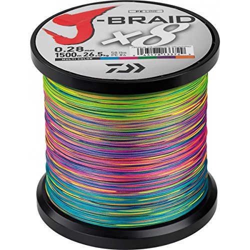 Daiwa J-Braid X8 0.13mm, 8,0kg/18lbs, 1500m multi colour - geflochtene Angelschnur von Daiwa