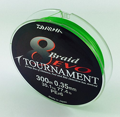 Daiwa Tournament 8 Braid EVO 0.35mm 35,1kg 300m ch Geflochtene Schnur von Daiwa