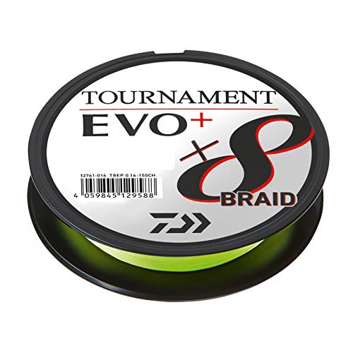 Daiwa Tournament X8 Braid EVO+ 0,18mm 135m Chartreuse geflochtene Angelschnur von Daiwa