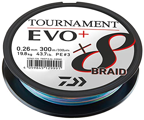 Daiwa Tournament x8 Braid EVO+ 0.30mm, 23.4kg/51.6Lbs, 300m, Mehrfarbig, Geflochtene Angelschnur, 12762-130 Daiwa Tournament x8 Braid EVO+ 0.30mm, 23.4kg/51.6Lbs, 300m, Mehrfarbig, Geflochtene Angelschnur, 12762-130 von Daiwa
