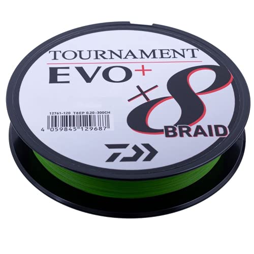 Daiwa Tournament x8 Braid EVO+ 0.26mm, 19.8kg/43.7Lbs, 135m, Chartreuse, Geflochtene Angelschnur, 12761-026 von Daiwa