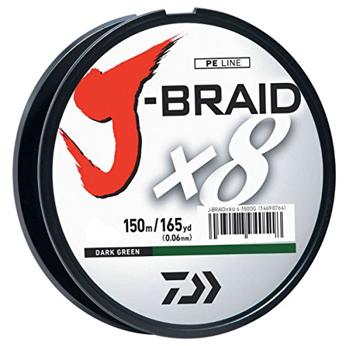 Daiwa Unisex-Erwachsene Braided LINE J-BRAIDX8 geflochtene Schnur, dunkelgrün, 8 lb von Daiwa