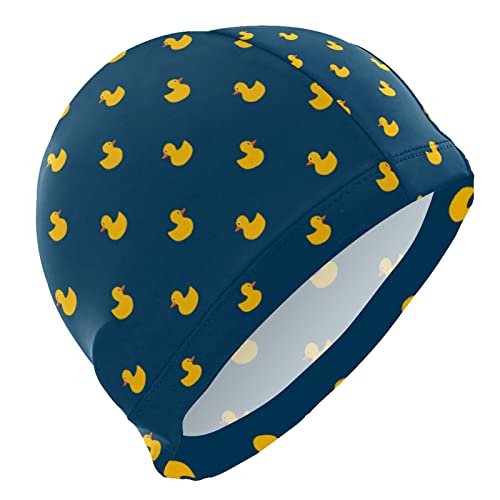 Dallonan Badekappe, Motiv: blaue gelbe Ente, lustiges Tier, Unisex, Erwachsene, Badekappe aus Polyester von Dallonan