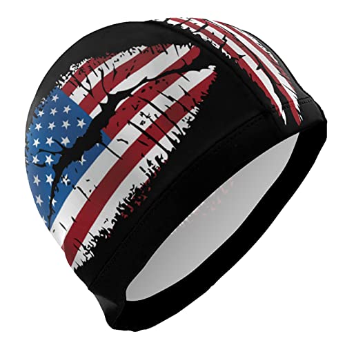 Dallonan Badekappe Lippen, amerikanische Flagge, Unisex, Erwachsene, Polyester von Dallonan