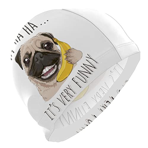 Dallonan Badekappe mit lustigem Hund und Mops, gelbe Banane, für Erwachsene, Polyester Dallonan Badekappe mit lustigem Hund und Mops, gelbe Banane, für Erwachsene, Polyester von Dallonan