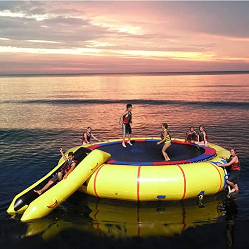 Wassertrampolin mit Rutsche, Bounce Schwimmplattform 5Ft-16Ft, Aufblasbare Sprungmatte für See, Wasserpark Wasser-Schwimmerspielzeug für Erwachsene und Kinder, 10FT Interesting von DameCo