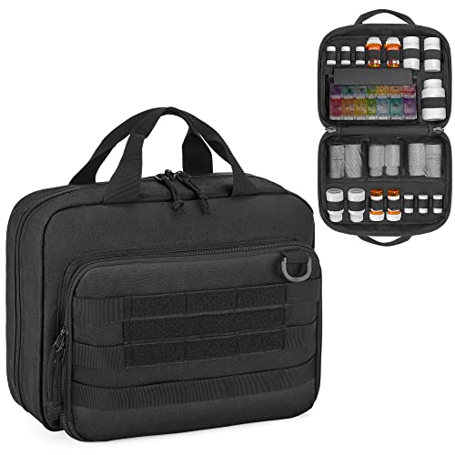 Damero Pillenflasche Organizer Pillendose Tasche, Tablettenflasche Medizinflasche Organizer Reisetasche Tabletten Aufbewahrungstasche, Schwarz von Damero