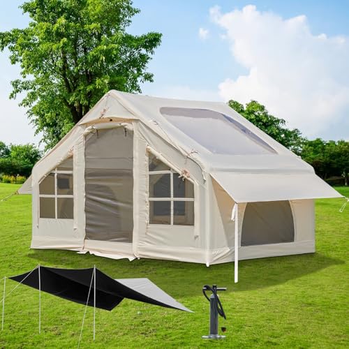 Aufblasbares Campingzelt mit Übergröße Plane,4-6 Personen Glamping Zelte Sonnenunterstand, einfacher Aufbau wasserdichte Outdoor Zelte, selbsttragende Struktur aufblasbares Haus-Zelt von DanCoom