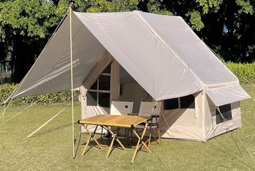 Aufblasbares Campingzelt mit Tarp & Zwei Oberlicht, 4-6 Personen Glamping Zelte Sonnenschutz, Einfache Einrichtung Wasserdichte Outdoor Oxford Zelte, Selbsttragende Struktur Aufblasbares Hauszelt von DanCoom