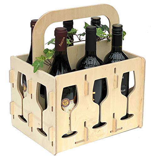 DanDiBo Weinträger Holz 6 Flaschen Flaschenträger 96142 Flaschentasche Weinkorb Weintasche von DanDiBo