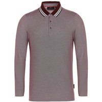 Daniel Springs 2-Tone Pique Thermo Langarm Polo dunkelrot von Daniel Springs