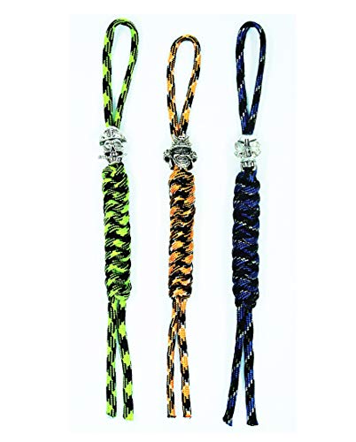 Danuland Paracord Knife Lanyard mit Alu-Schädelperlen, handgefertigter Lanyards-Anhänger für EDC-Taschenmesser/Klappmesser/Outdoor-Ausrüstung/Reißverschluss/Survival-Schlüsselanhänger/Zelle, 3er-Pack von Danuland