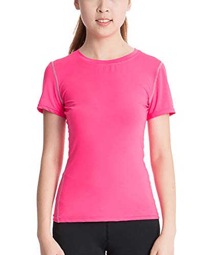 Damen Kompressionsshirt Schnell Trocknend Elastisch Kompression T-Shirt Kurzarm Funktionsshirts Training Sport Unterhemd Crewneck Damen Kompressionsshirt Schnell Trocknend Elastisch Kompression T-Shirt Kurzarm Funktionsshirts Training Sport Unterhemd Crewneck von Daoba