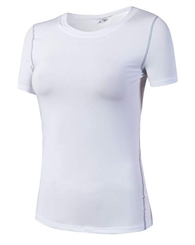 Damen Kompressionsshirt Schnell Trocknend Elastisch Kompression T-Shirt Kurzarm Funktionsshirts Training Sport Unterhemd Crewneck Damen Kompressionsshirt Schnell Trocknend Elastisch Kompression T-Shirt Kurzarm Funktionsshirts Training Sport Unterhemd Crewneck von Daoba