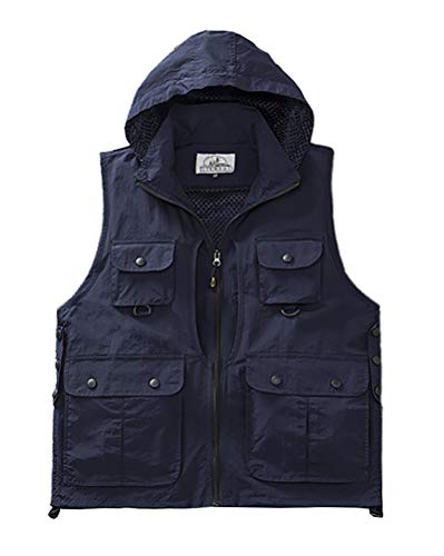 Daoba Herren Schnell Trocknend Outdoor Weste mit Kapuze Multifunktionsweste mit Vielen Taschen Angel-Westen für Jagd Camping Fotografie Wasserdicht Daoba Herren Schnell Trocknend Outdoor Weste mit Kapuze Multifunktionsweste mit Vielen Taschen Angel-Westen für Jagd Camping Fotografie Wasserdicht von Daoba