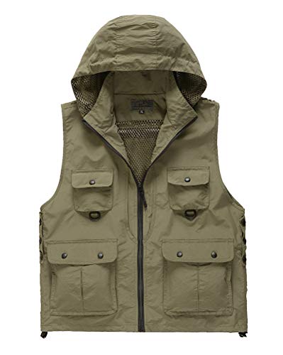Daoba Herren Schnell Trocknend Outdoor Weste mit Kapuze Multifunktionsweste mit Vielen Taschen Angel-Westen für Jagd Camping Fotografie Wasserdicht Daoba Herren Schnell Trocknend Outdoor Weste mit Kapuze Multifunktionsweste mit Vielen Taschen Angel-Westen für Jagd Camping Fotografie Wasserdicht von Daoba