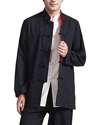 Herren Reversibel Beide Seiten Mantel Jacke Tang-Anzug Chinesisch Traditionell Lange Ärmel Kampfkunst Kung FU Hemd Leinen Damen Herren Reversibel Beide Seiten Mantel Jacke Tang-Anzug Chinesisch Traditionell Lange Ärmel Kampfkunst Kung FU Hemd Leinen Damen von Daoba