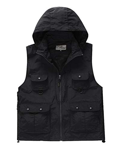 Daoba Herren Schnell Trocknend Outdoor Weste mit Kapuze Multifunktionsweste mit Vielen Taschen Angel-Westen für Jagd Camping Fotografie Wasserdicht Daoba Herren Schnell Trocknend Outdoor Weste mit Kapuze Multifunktionsweste mit Vielen Taschen Angel-Westen für Jagd Camping Fotografie Wasserdicht von Daoba
