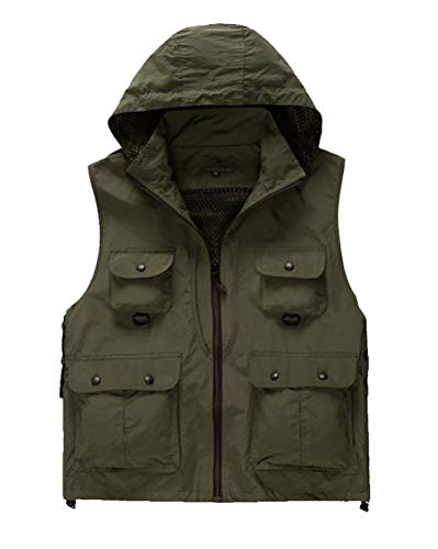 Daoba Herren Schnell Trocknend Outdoor Weste mit Kapuze Multifunktionsweste mit Vielen Taschen Angel-Westen für Jagd Camping Fotografie Wasserdicht Daoba Herren Schnell Trocknend Outdoor Weste mit Kapuze Multifunktionsweste mit Vielen Taschen Angel-Westen für Jagd Camping Fotografie Wasserdicht von Daoba