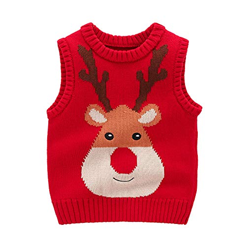 DaobaKIDS Jungen Pullunder Gestrickte Weste Rundhals Strickweste Kinder Ärmellos Strickpullover Sweatshirt Weihnachtspullover 1-7 Jahre DaobaKIDS Jungen Pullunder Gestrickte Weste Rundhals Strickweste Kinder Ärmellos Strickpullover Sweatshirt Weihnachtspullover 1-7 Jahre von DaobaKIDS