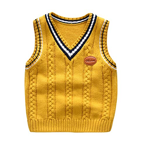 DaobaKIDS Jungen Pullunder Gestrickte Weste V Ausschnitt Strickweste Kinder Ärmellos Strickpullover Sweatshirt 1-7 Jahre DaobaKIDS Jungen Pullunder Gestrickte Weste V Ausschnitt Strickweste Kinder Ärmellos Strickpullover Sweatshirt 1-7 Jahre von DaobaKIDS