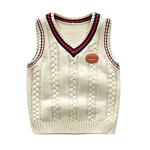 DaobaKIDS Jungen Pullunder Gestrickte Weste V Ausschnitt Strickweste Kinder Ärmellos Strickpullover Sweatshirt 1-7 Jahre DaobaKIDS Jungen Pullunder Gestrickte Weste V Ausschnitt Strickweste Kinder Ärmellos Strickpullover Sweatshirt 1-7 Jahre von DaobaKIDS