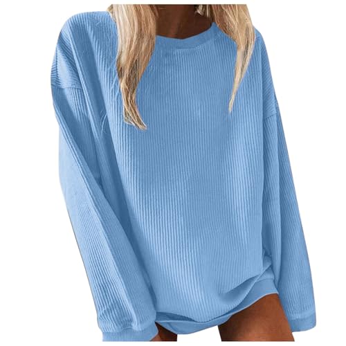 Pullover Damen Sweatshirt Langarmshirt Herbst Winter Bluse Tops Elegant Rundhals Oberteile Lässiges Sweatshirt Y2K Pulli Lässige Oberteile von Dapei