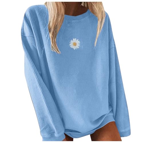 Pullover Damen Sweatshirt Langarmshirt Herbst Winter Bluse Tops Elegant Rundhals Oberteile Lässiges Sweatshirt Y2K Pulli Lässige Oberteile von Dapei